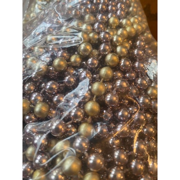 Silver & Gold Beaded Christmas Tree Garland 35ft Each Vintage-Style Holiday Deco - Picture 6 of 6